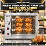 Mesin Pemanggang Ayam Gas Kapasitas 6 Ekor Grillo–AYM3 (Gas Rotisserie 3 Rod)